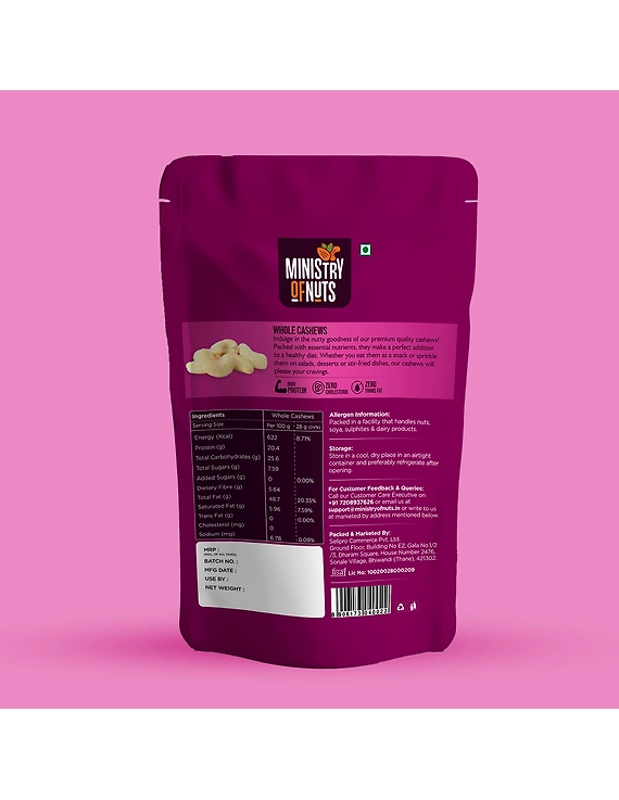 Ministry of nuts 100% Natural Premium Whole Cashews 500 g Value Pack | Whole Crunchy Cashew | Premium Kaju nuts | Nutritious &amp; Delicious | Gluten Free &amp; Plant based Protein (Grade W320)-2