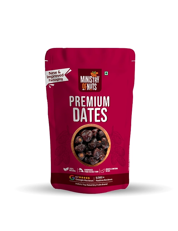 Ministry Of Nuts Special Khenaizi Dates Premium Khajoor All Natural, Good Source Of Protein &amp; Dietary Fibres, Zero Cholesterol &amp; Trans Fat, No Sugar (Dates 500g)…-12337486