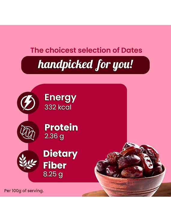 Ministry Of Nuts Special Khenaizi Dates Premium Khajoor All Natural, Good Source Of Protein &amp; Dietary Fibres, Zero Cholesterol &amp; Trans Fat, No Sugar (Dates 500g)…-3