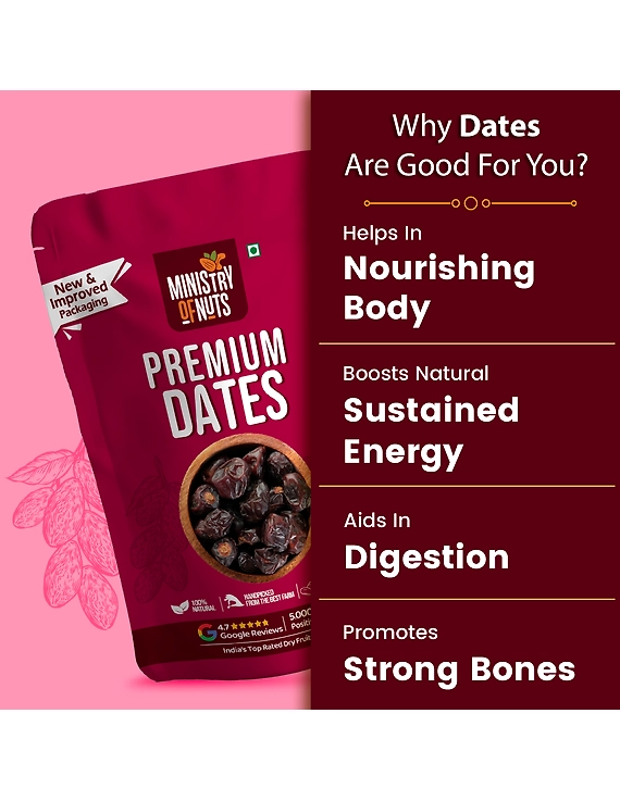 Ministry Of Nuts Special Khenaizi Dates Premium Khajoor All Natural, Good Source Of Protein &amp; Dietary Fibres, Zero Cholesterol &amp; Trans Fat, No Sugar (Dates 500g)…-4