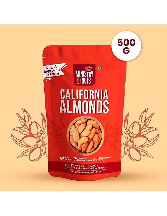 Ministry Of Nuts Premium California Almonds | Premium Badam Giri | High in Fiber &amp; Boost Immunity | Real Nuts | Gluten Free (Almonds 500G)…-12337508