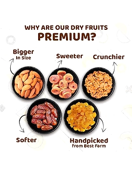 Ministry Of Nuts Family Pack Of 5 Premium Dry Fruits Almonds 150g, Dried figs 125g, Walnuts 125g, Raisins 175g, Dates 175g in Different Combos Total 750g-2-sm