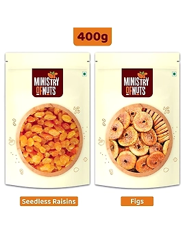 Ministry Of Nuts Pack of 2 Premium Dry Fruits Seedless Raisins 200g, Figs 200g - Total 400g All Natural, Good Source of Dietary Fibers, Energy Booster Zero Cholesterol &amp; Trans Fat-1-sm