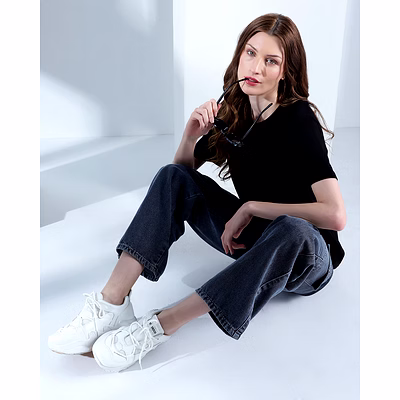 unfld women's solid oversized t-shirt