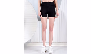Women's Black Solid Gym Shorts With Mesh Pockets