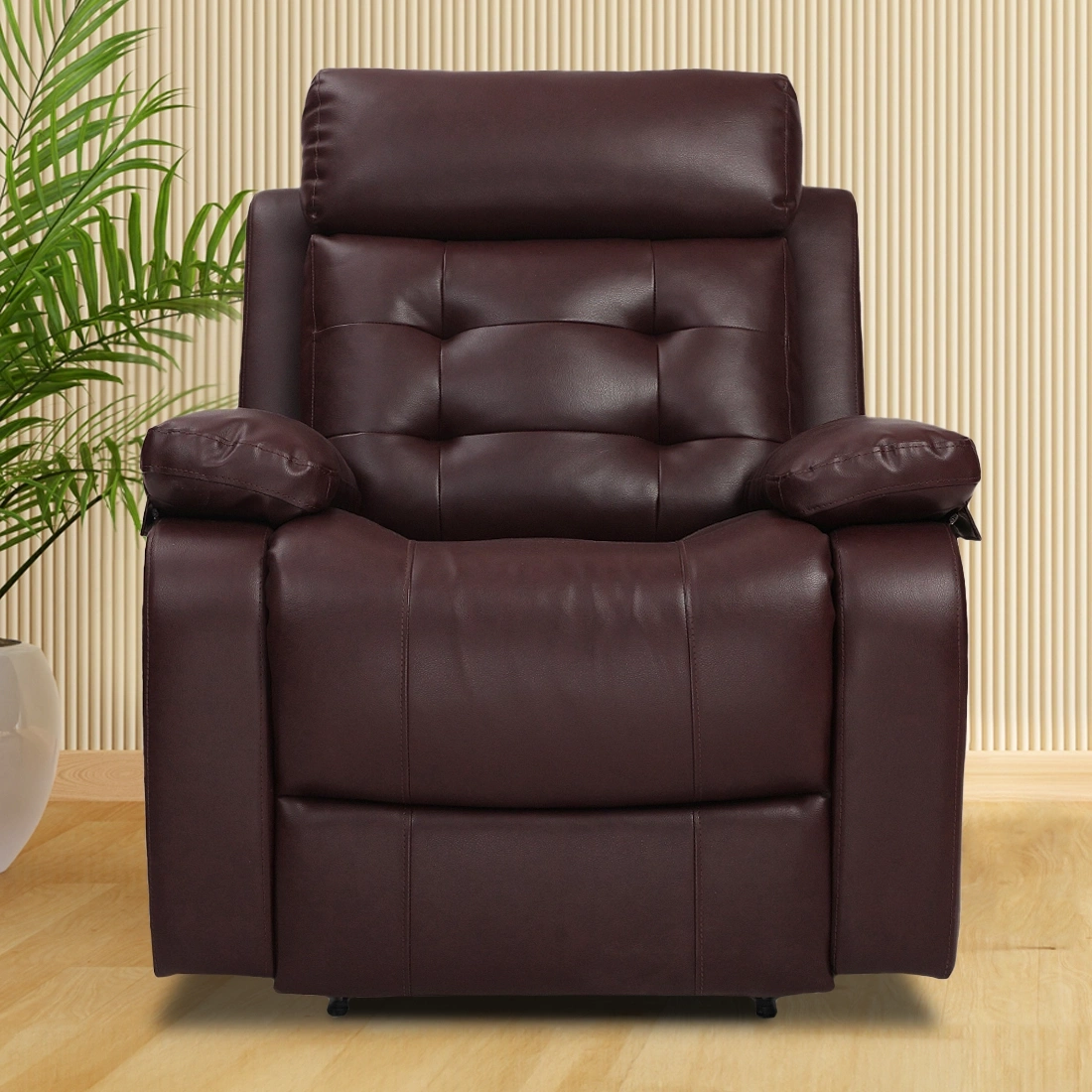 Recliners India Single Seater Recliner Sofa - Tango (Color: Cherry Two Tone)-5