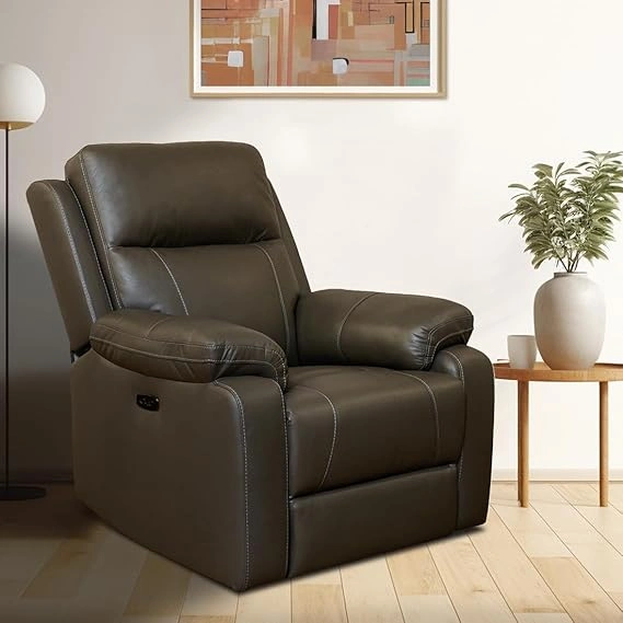 Recliners India Single Seater Recliner Sofa - Omega (Color: Stone Grey)-Omega-5104-HL-StoneGrey