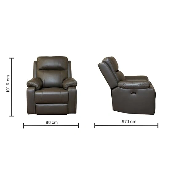 Recliners India Single Seater Recliner Sofa - Omega (Color: Stone Grey)-4