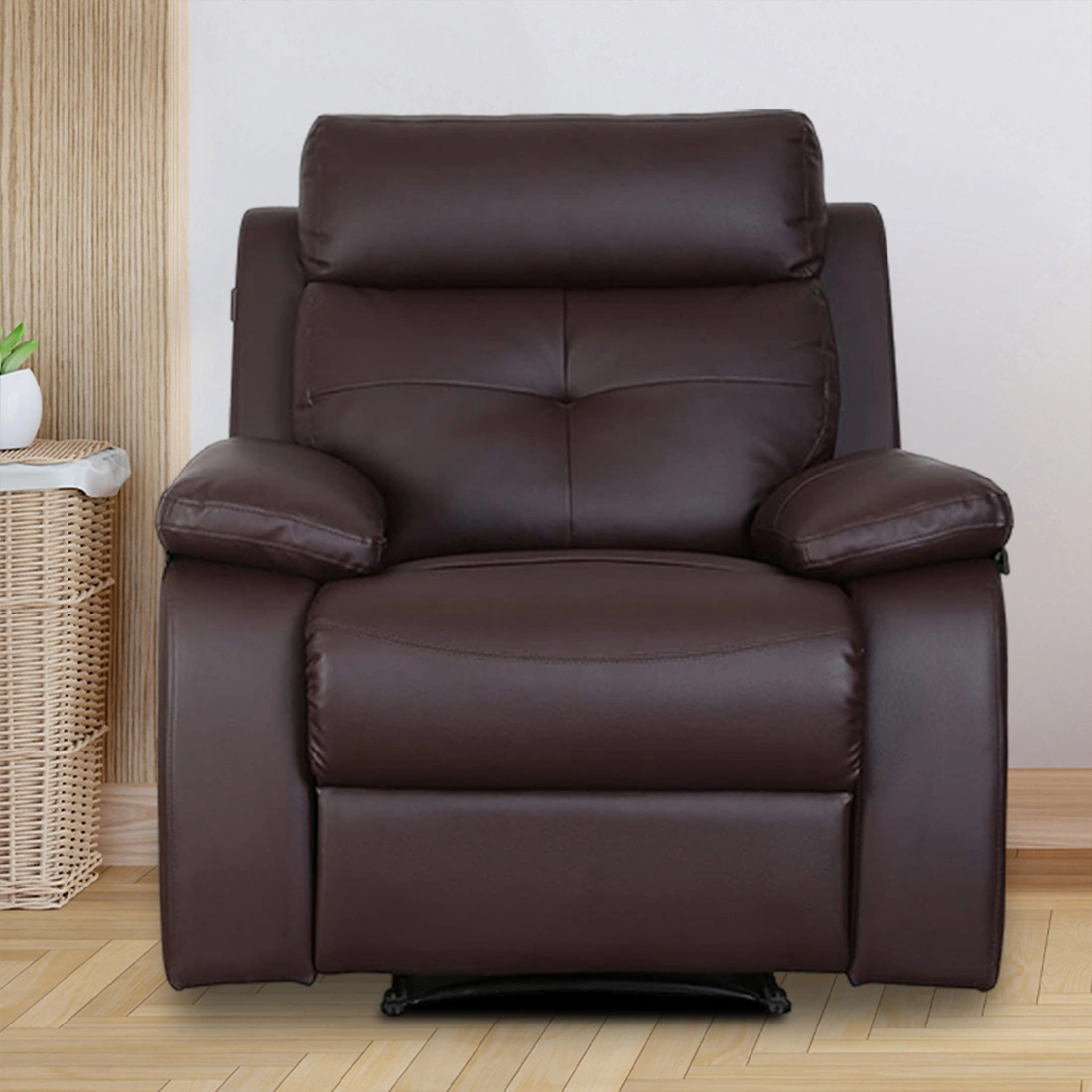 Recliners India Single Seater Recliner Sofa - Ohio (Color: Brown)-Ohio-Brown-Manual