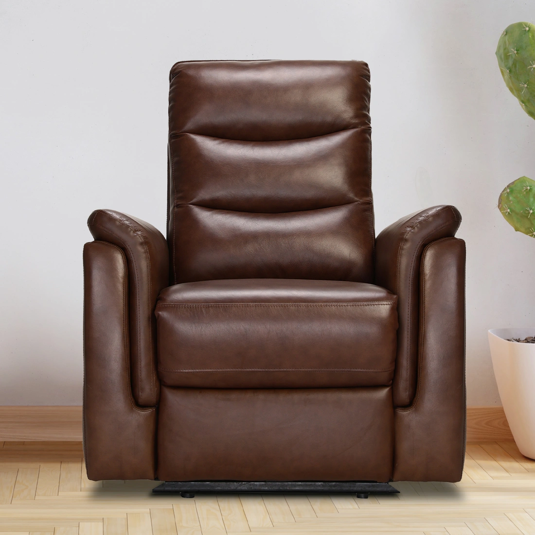 Recliners India Single Seater Recliner Sofa - Crown (Color: Dark Brown Two Tone)-Crown-Brown-Motorized