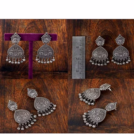 Oxidized Silver Earrings – Tribal &amp; Ethnic Vibes-12748741