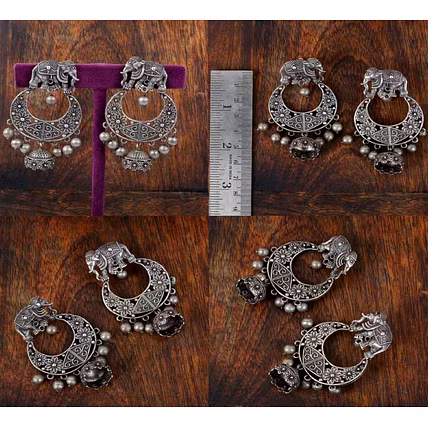 Oxidized Silver Earrings – Tribal &amp; Ethnic Vibes-1