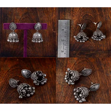 Oxidized Silver Earrings – Tribal &amp; Ethnic Vibes-2
