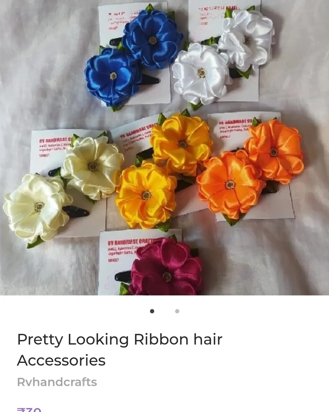 Pretty looking heart shaped ribbon flowers hair clips-3