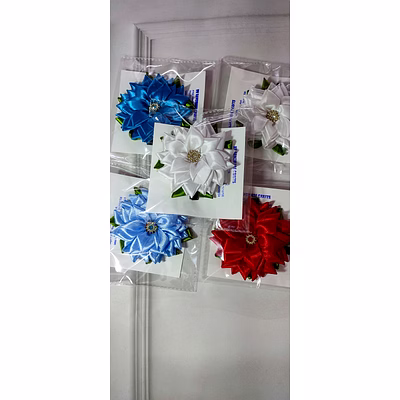 narrow ribbon flower hair clip (single piece)