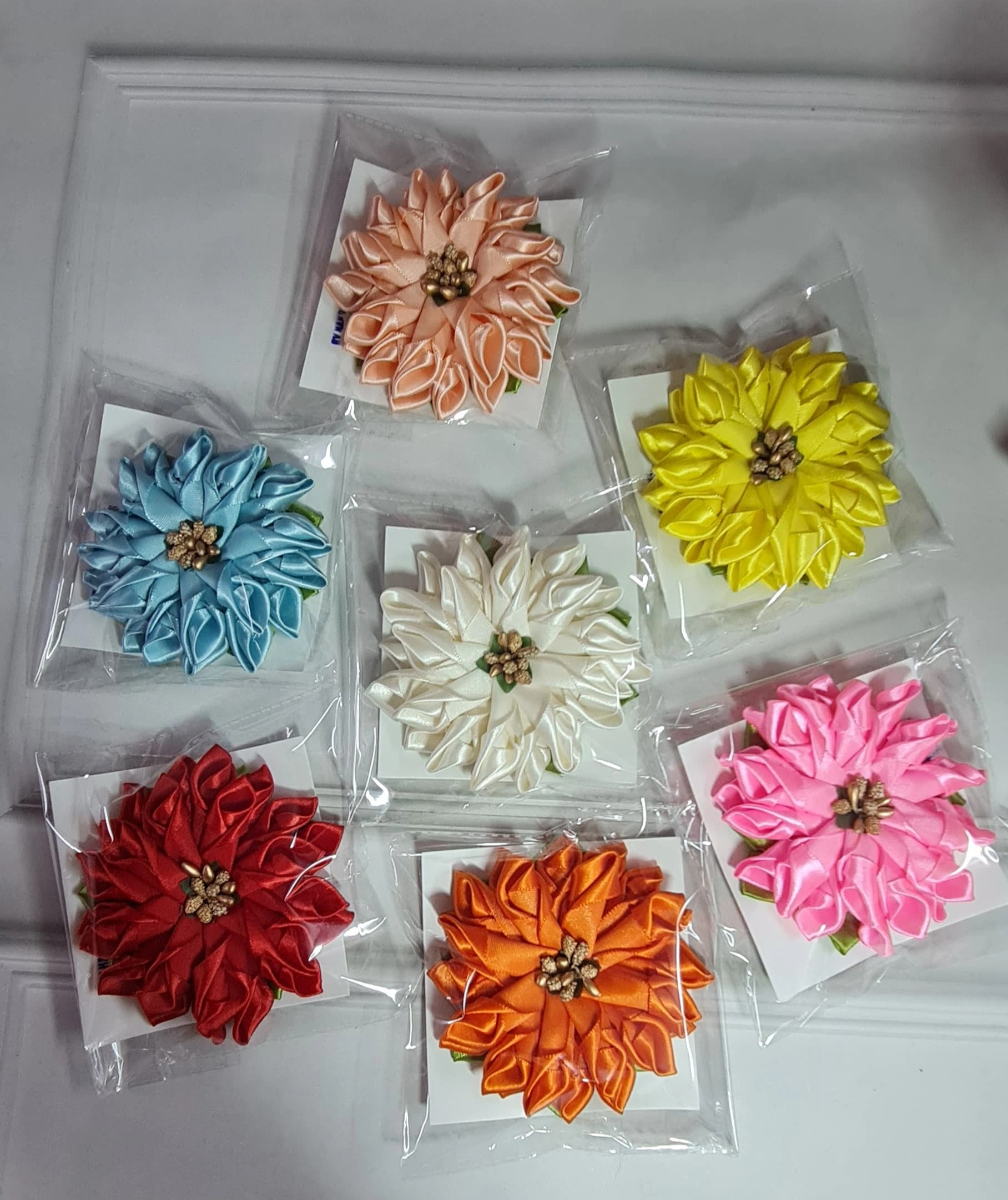 Giant adorable satin ribbon flower hair clip (Single Piece)-3