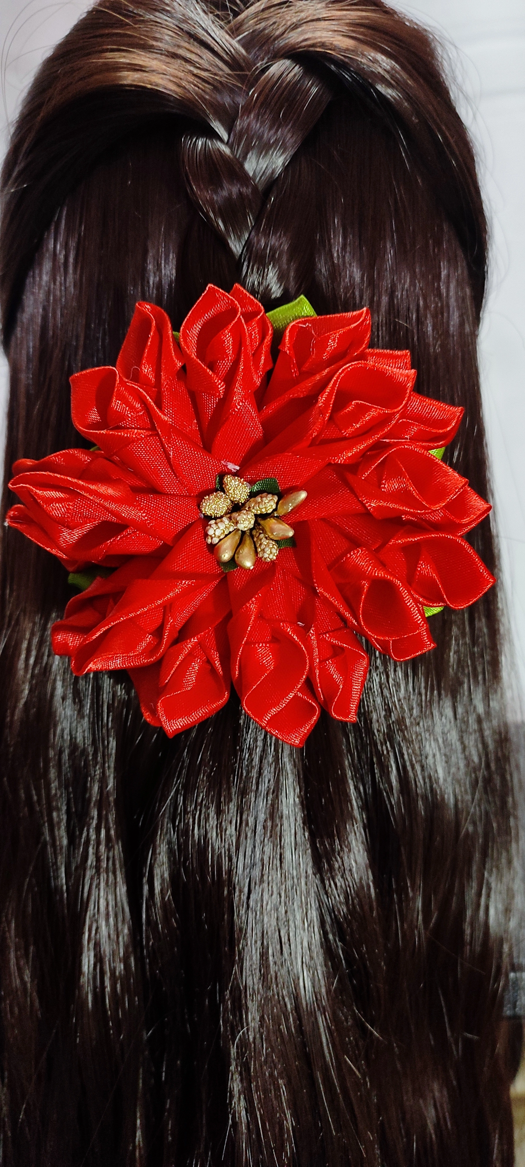 Giant adorable satin ribbon flower hair clip (Single Piece)-4