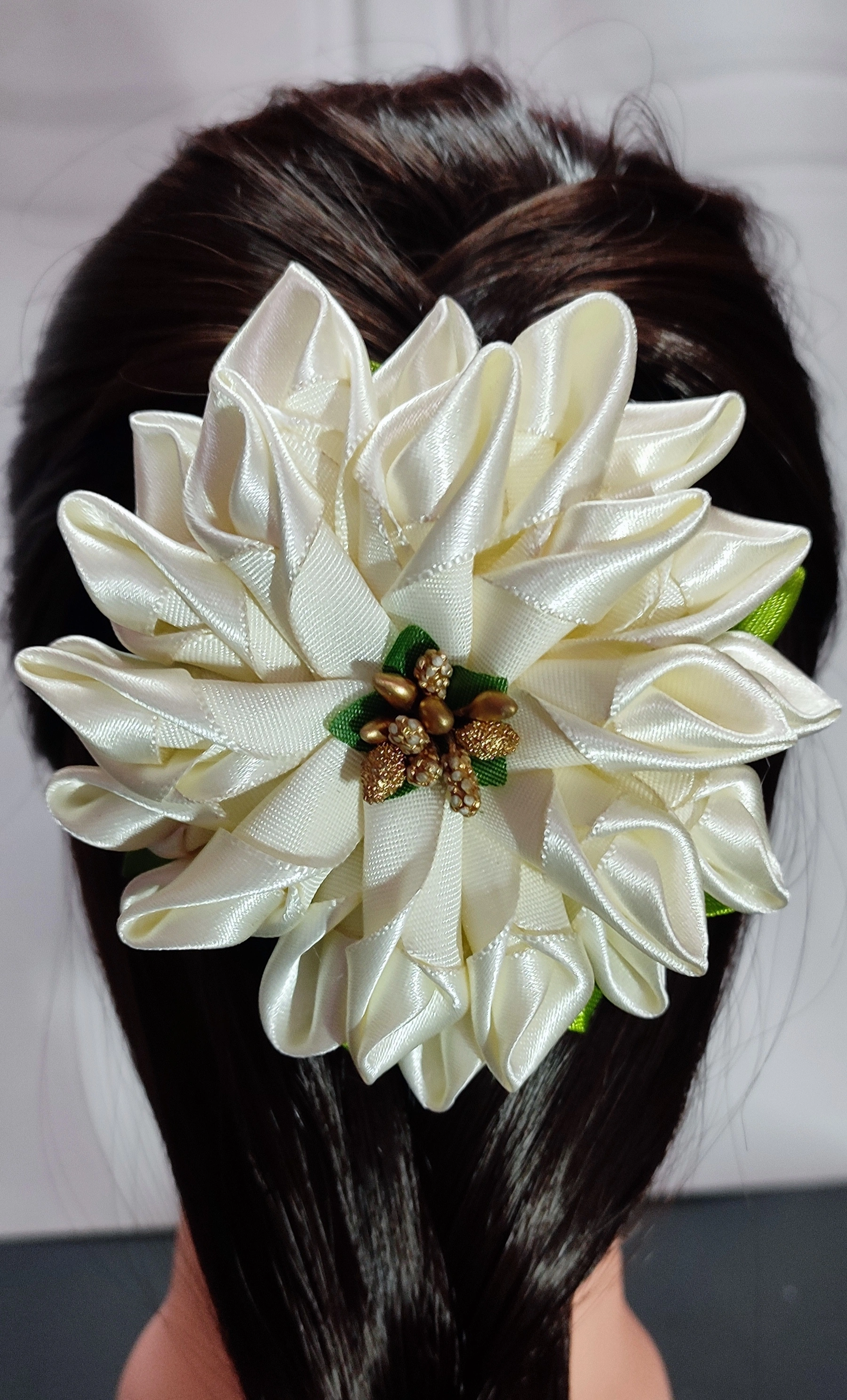 Giant adorable satin ribbon flower hair clip (Single Piece)-5