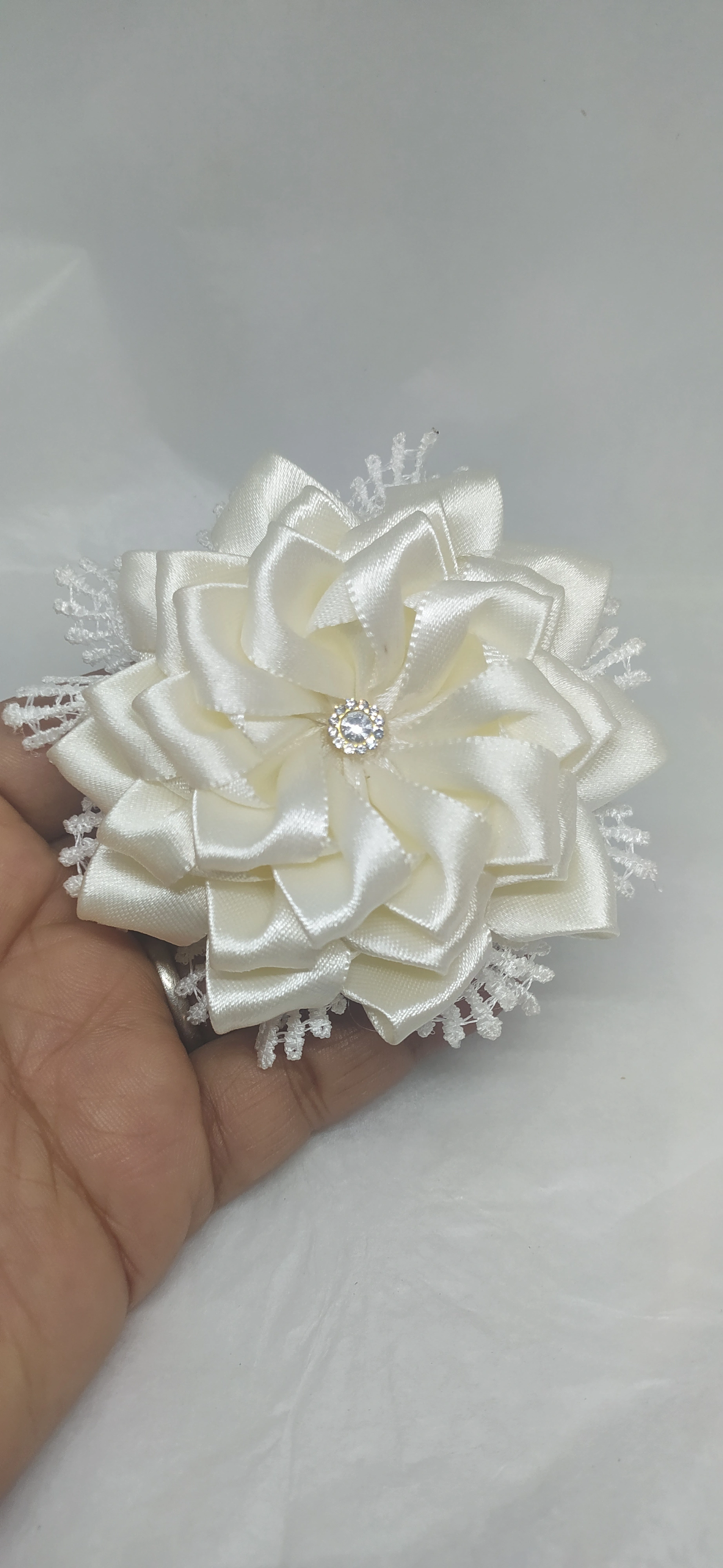 Attractive Sun Flower shaped Satin Ribbon Hair Clip (Single Piece)-12607200