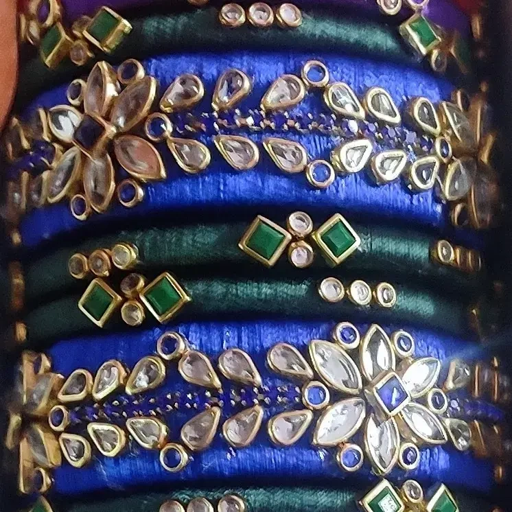 Grand Looking Set Of 6 Handmade Silk Thread Bangles-12624358