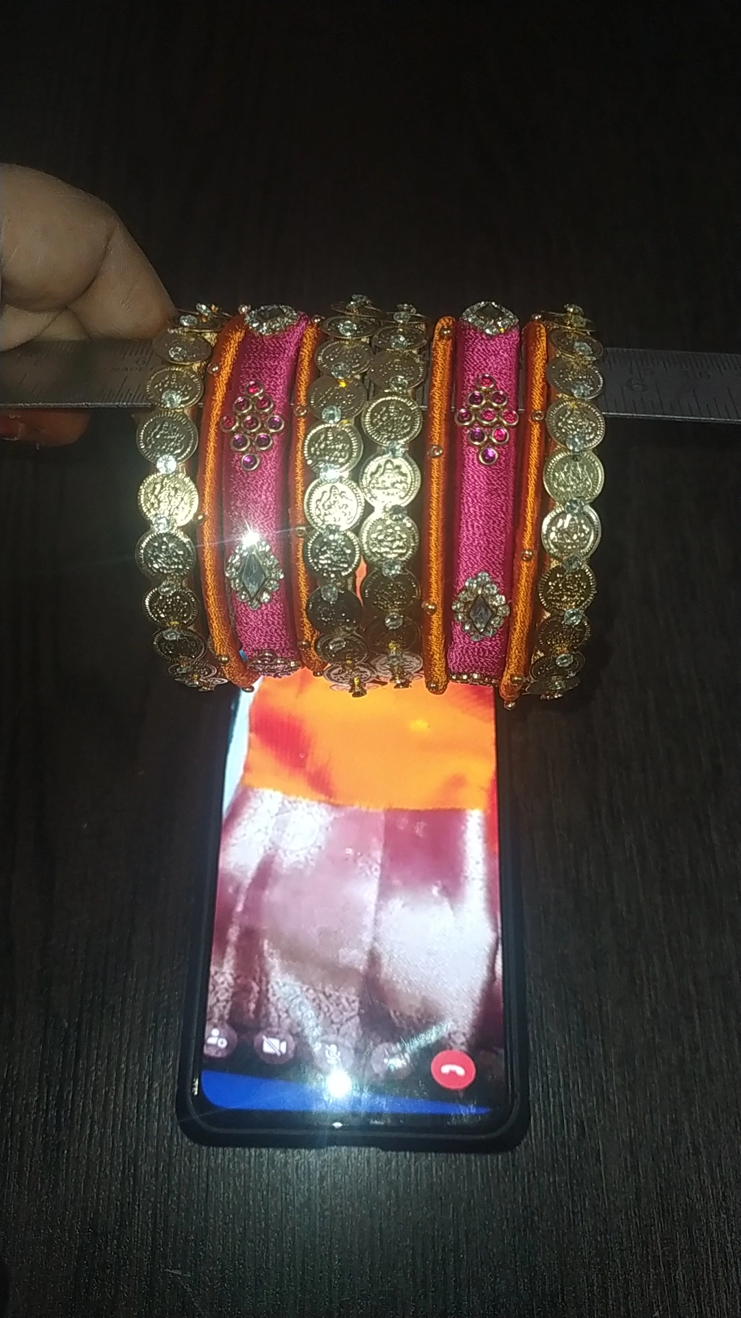 Adorable customized Silk Thread Bangles with Kundan Work( set of 10 bangles)-1