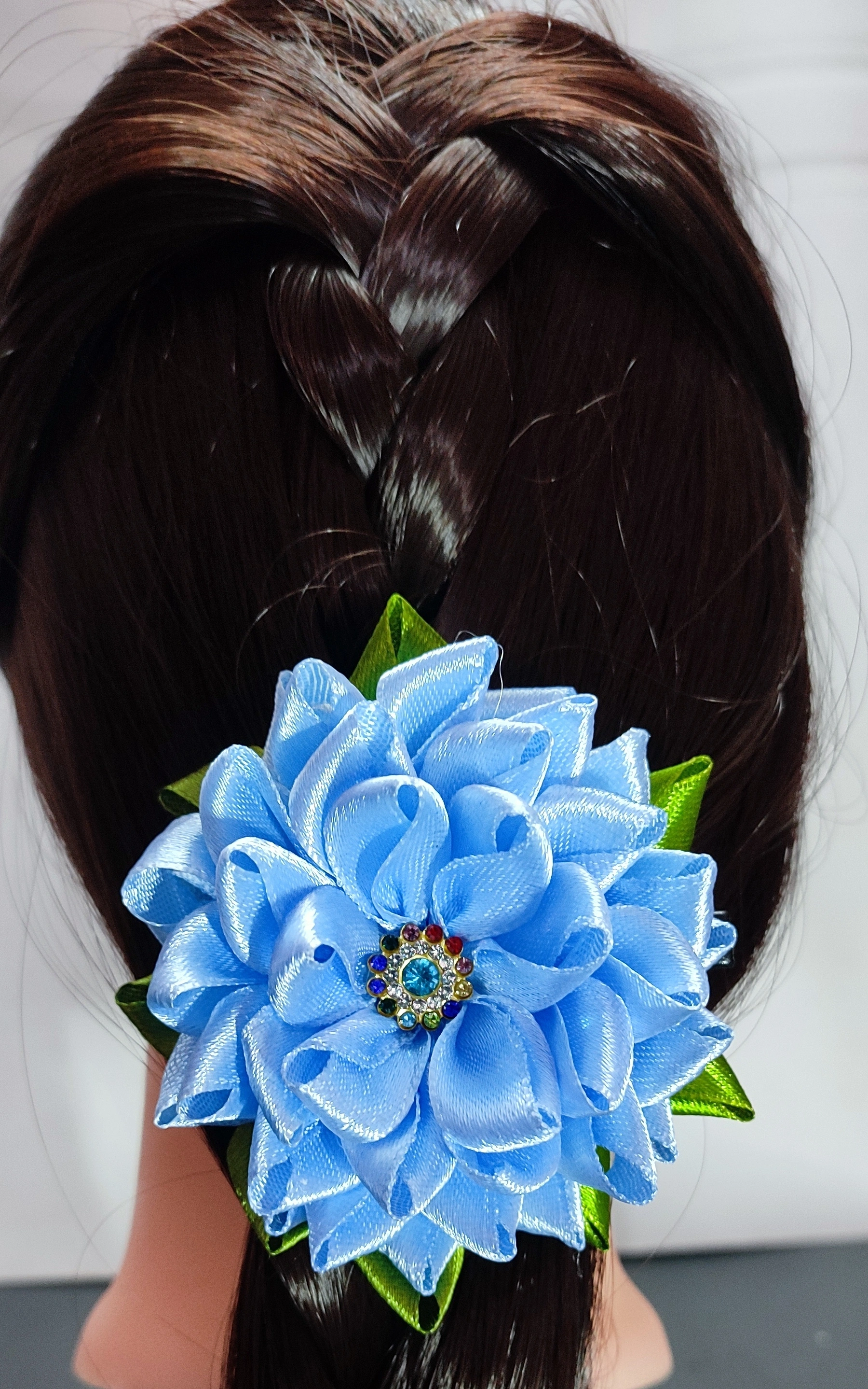 Narrow ribbon flower hair clip (Single Piece)-1