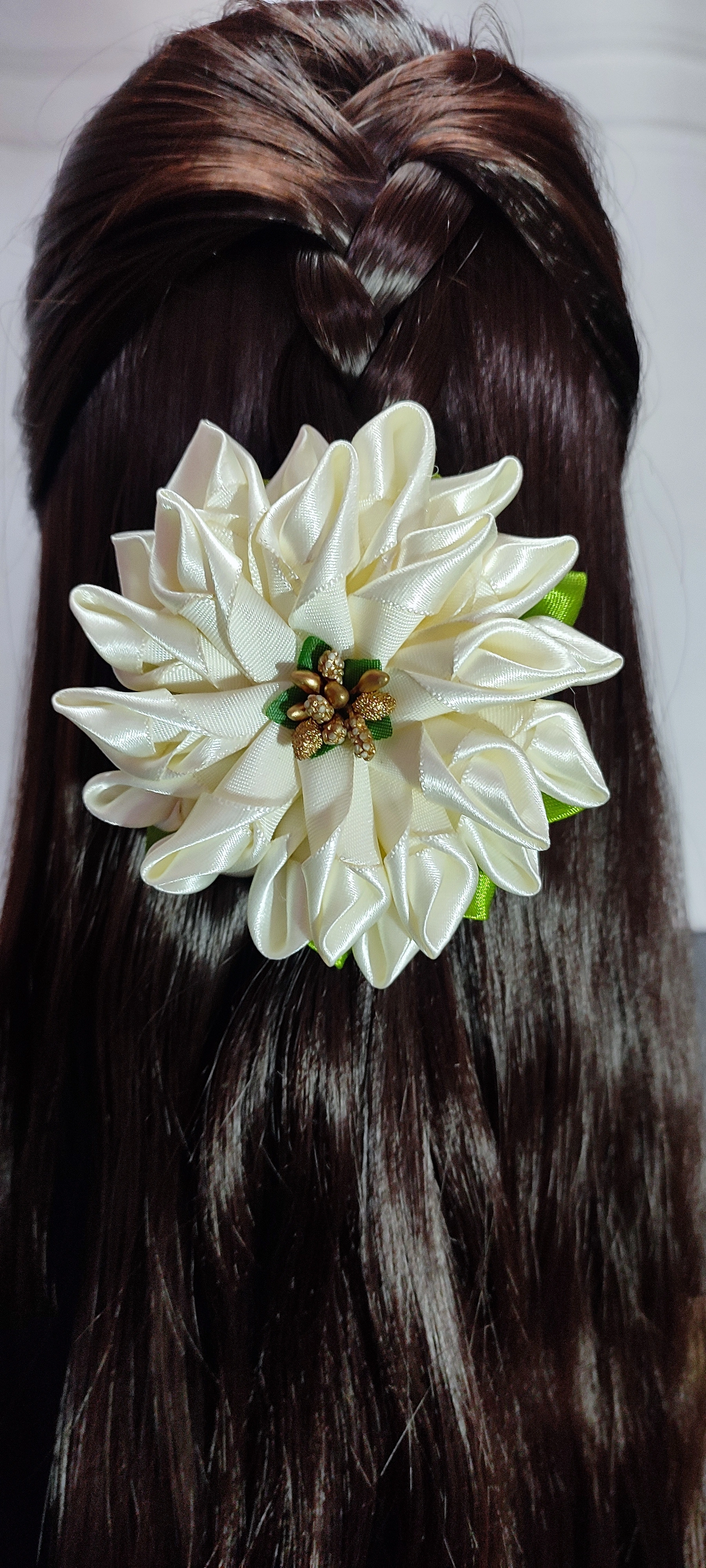 Giant adorable satin ribbon flower hair clip (Single Piece)-1