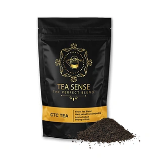 TEA SENSE Premium CTC Tea | 200g | Loose Leaf | Assam Chai with Darjeeling Whole Leaves | Rich Flavour and Strengh | 80 Cups+ | Milk Tea Powder