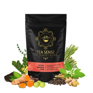 Tea Sense Royal Masala Chai | 200g Loose Tea | Kadak | CTC Tea, Ginger, Cardamom, Clove, Cinnamon, Black Pepper, Star Anise | 80+ Cups