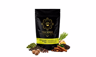 Tea Sense Lemongrass Masala Chai | 200g Loose Tea | Zesty Spicy Blend | Ginger, Cardamom, Clove, Cinnamon, Nutmeg, Black Pepper | Healthy Light | 80+ Cups