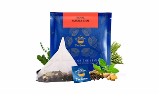 Tea Sense Royal Masala Chai | 15 Pc Pyramid Tea Bags | Kadak Flavor | CTC Tea, Ginger, Cardamom, Clove, Cinnamon, Black Pepper, Star Anise