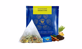 Tea Sense Lemongrass Masala Chai | 15 Pc Pyramid Tea Bags | Zesty Spicy Blend | Ginger, Cardamom, Clove, Cinnamon, Nutmeg, Black Pepper | Healthy Light
