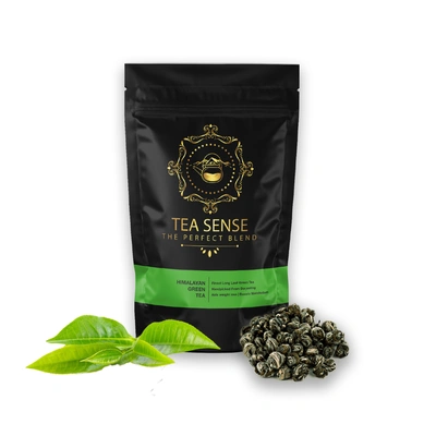 TEA SENSE Himalayan Green Tea | Loose Leaf | 100g | Long Leaf Organic Darjeeling Green Tea | Brew in 2-3 Minutes | 50+ Cups