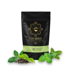 TEA SENSE Tulsi Green Tea | Loose Leaf | 100 g | 100% Natural Green Tea & Tulsi | Rich in Antioxidants | 50+ Cups