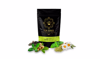 TEA SENSE Tulsi Chamomile Green Tea | Loose Leaf | 100 g | Rama, Shyama,  Vana Tulsi, Fennel, Chamomile, and Ginger | Calming and Relaxing | 50+ Cups