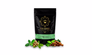 TEA SENSE Tulsi Spiced Green Tea | Loose Leaf | 100 g | Cinnamon, Spearmint and Ginger | Rich in Antioxidants | 50+ Cups