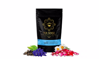 TEA SENSE Blue Chamomile Green Tea | Loose Leaf | 100 g | Chamomile, Rose Petals, and Blue Pea Flowers | Soothing and Relaxing | 50+ Cups