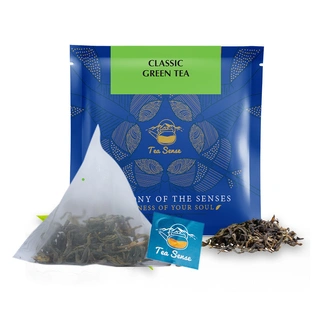TEA SENSE Classic Green Tea | 15 Pc | Pyramid Tea Bags in Sealed Pouches | Fresh Healthy Organic Green Tea | Can be Rebrewed
