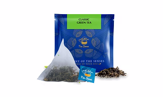 TEA SENSE Classic Green Tea | 15 Pc | Pyramid Tea Bags in Sealed Pouches | Fresh Healthy Organic Green Tea | Can be Rebrewed