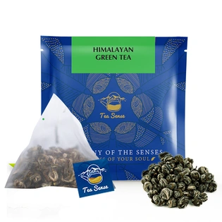 TEA SENSE Himalayan Green Tea | 15 Pc | Pyramid Tea Bags in Sealed Pouches | Long Leaf Organic Darjeeling Green Tea | Can be Rebrewed