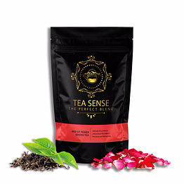 tea sense bed of roses green tea | loose leaf | 100 g | infused with fragrant rose petals | ideal for relaxation and refreshment | 50+ cups