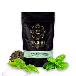 tea sense moroccan mint green tea | loose leaf | 100 g | refreshing blend | premium green tea and spearmint | minty and invigorating | 50+ cups