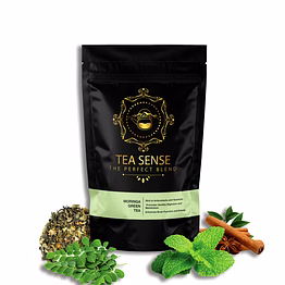 tea sense moringa green tea | loose leaf | 100 g | green tea, moringa, spearmint and cinnamon | healthy and refreshing | 50+ cups