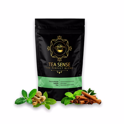 tea sense tulsi spiced green tea | loose leaf | 100 g | cinnamon, spearmint and ginger | rich in antioxidants | 50+ cups
