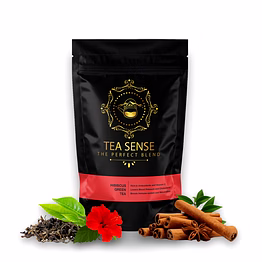 tea sense hibiscus green tea | loose leaf | 100 g | green tea, hibiscus & cinnamon | refreshing taste | 50+ cups | keeps heart healthy