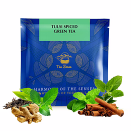 tea sense lemon ginger green tea | 15 pc | pyramid tea bags in sealed pouches | green tea with lemon and ginger | revitalising | can be rebrewed