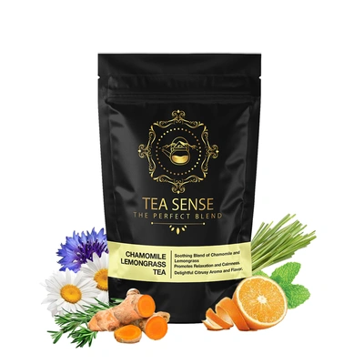 TEA SENSE - Chamomile Lemongrass Tea | 50g | Loose Leaf | Floral Sweet Subtle Citrusy | Provides Relaxation and Wellness | 25 Cups+