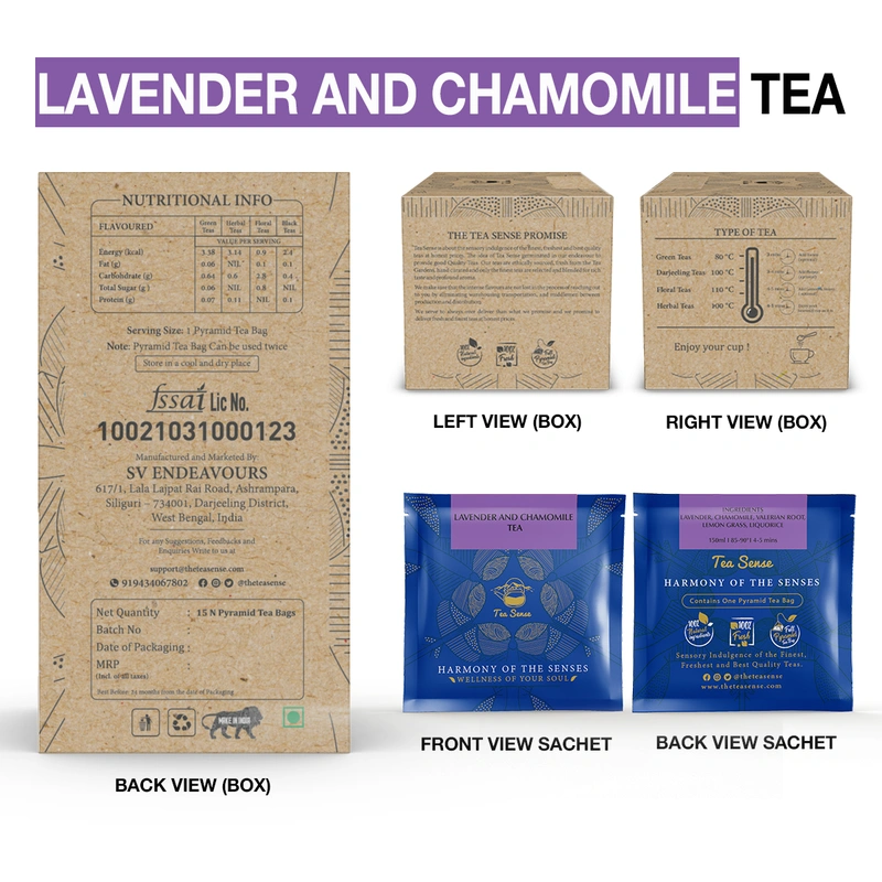 premium flower herbal organic pyramid tea bag chamomile rose lavender hibiscus butterfly blue pea 