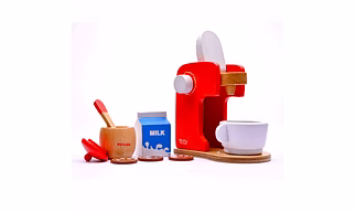 NESTA TOYS - Wooden Coffee Maker Red Color