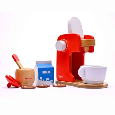 NESTA TOYS - Wooden Coffee Maker Red Color